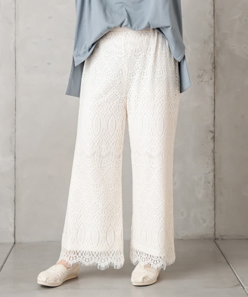 PUAL CE CIN（ピュアルセシン）の「ラッセルレースパンツ（その他パンツ・レディース・アイボリー/ブラック・FREE）」の3枚目の写真