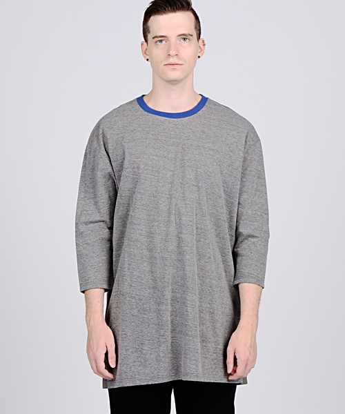 EN ROUTE(アンルート)の「ENR ペーパライク 7SLカットソー●(Tシャツ/カットソー・メンズ・グレー/ターコイズブルー/オフホワイト/ブラック・3/2/1)」の4枚目の写真