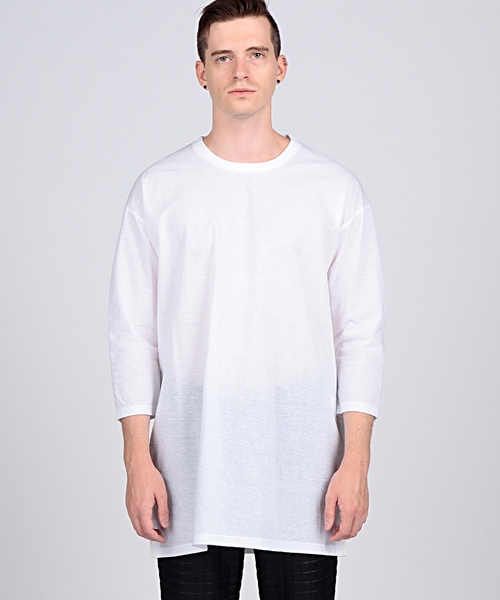 EN ROUTE(アンルート)の「ENR ペーパライク 7SLカットソー●(Tシャツ/カットソー・メンズ・グレー/ターコイズブルー/オフホワイト/ブラック・3/2/1)」の2枚目の写真