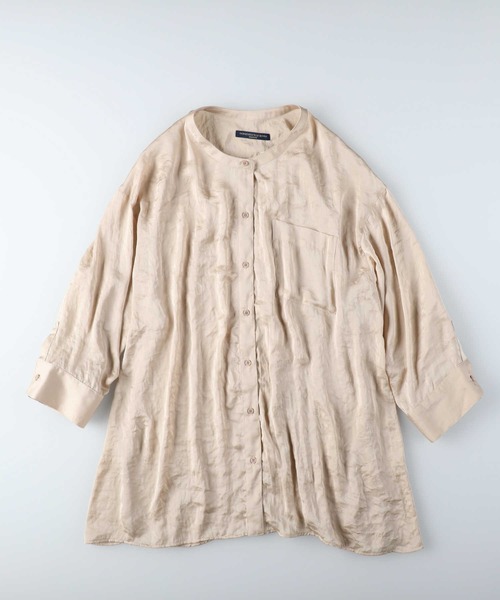 HONEYSUCKLE ROSE（ハニーサックルローズ）の「【HONEYSUCKLE ROSE】バンドカラーサテンシャツ（シャツ/ブラウス・レディース・オフホワイト/ブラウン/グレー・M/L）」の16枚目の写真