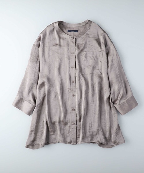 HONEYSUCKLE ROSE（ハニーサックルローズ）の「【HONEYSUCKLE ROSE】バンドカラーサテンシャツ（シャツ/ブラウス・レディース・オフホワイト/ブラウン/グレー・M/L）」の18枚目の写真