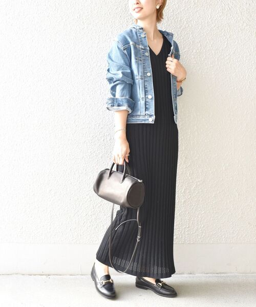 SHIPS（シップス）の「レイヤードニットワンピース（ワンピース・レディース・ブラック/ベージュ・ONE SIZE）」の3枚目の写真