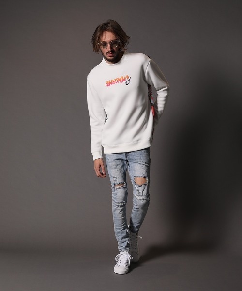 STUD MUFFIN（スタッドマフィン）の「msw846-プラムダンボール グラフィティPT L-Sプルオーバー（スウェット・メンズ・ブラック/ホワイト・4/2/3）」の11枚目の写真