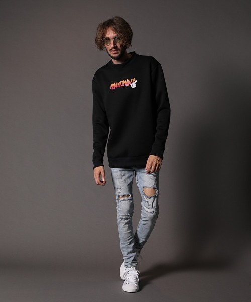 STUD MUFFIN（スタッドマフィン）の「msw846-プラムダンボール グラフィティPT L-Sプルオーバー（スウェット・メンズ・ブラック/ホワイト・4/2/3）」の16枚目の写真