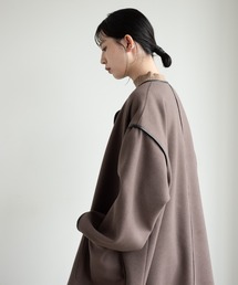 Aunt Marie's | 【低身長向けSサイズ有】キルティング付ノーカラーパイピングガウンコート/ AUNT MARIE'S(ノーカラーコート)