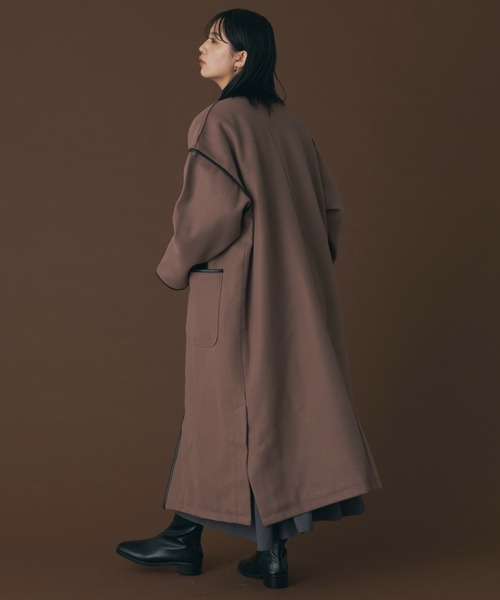 マリナリナルディ　ノーカラーコート　エスニック総柄　マルチカラー　大きいサイズ 8758-222-