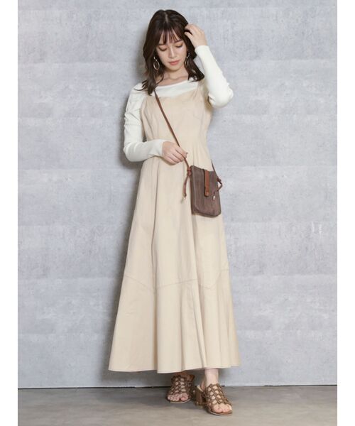 dazzlin(ダズリン)の「ストラップベルトステッチジャンスカ(ワンピース・レディース・ベージュ/オフホワイト/インディゴブルー/ブラウン・FREE)」の20枚目の写真