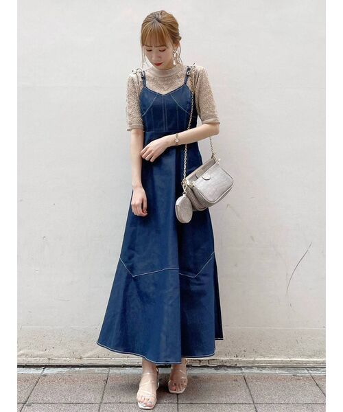 セール ワンピース ストラップベルトステッチジャンスカ ワンピース Dazzlin ダズリン のファッション