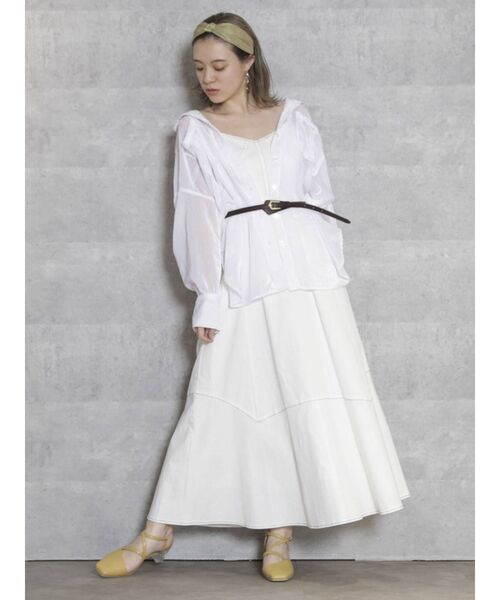 dazzlin(ダズリン)の「ストラップベルトステッチジャンスカ(ワンピース・レディース・ベージュ/オフホワイト/インディゴブルー/ブラウン・FREE)」の22枚目の写真