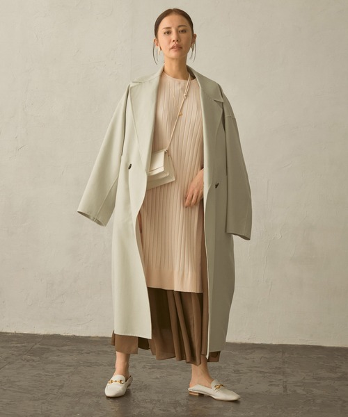 ロペ ワイドリブロングベストニット ネイビー 38 エルビーシー LBC 畦配色ロングニットベスト （ベージュ