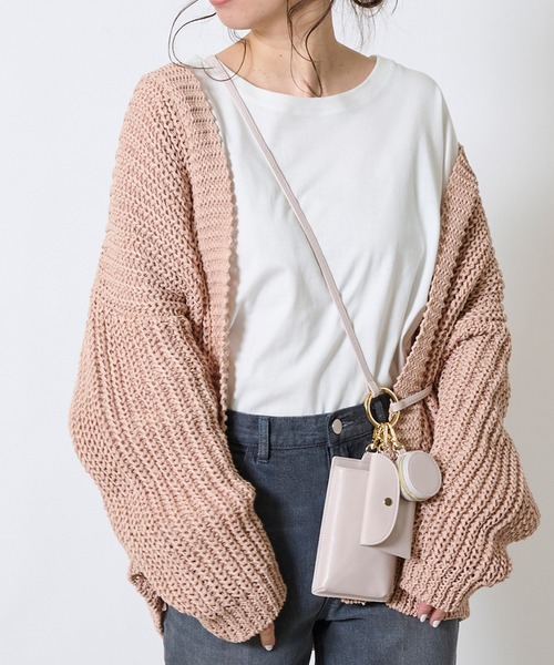 DouDou（ドゥドゥ）の「テープヤーンカーデ（カーディガン/ボレロ・レディース・オフホワイト/イエロー/ピンクベージュ・FREE）」の3枚目の写真