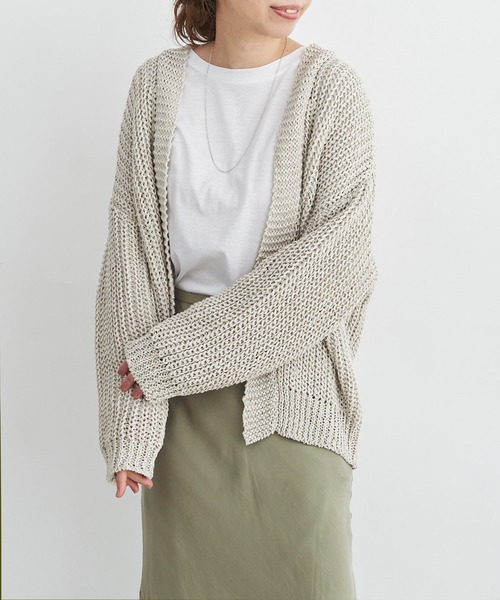 DouDou（ドゥドゥ）の「テープヤーンカーデ（カーディガン/ボレロ・レディース・オフホワイト/イエロー/ピンクベージュ・FREE）」の2枚目の写真