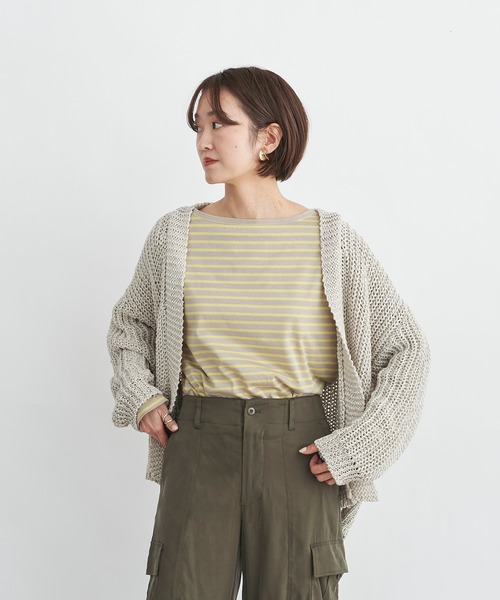 DouDou（ドゥドゥ）の「テープヤーンカーデ（カーディガン/ボレロ・レディース・オフホワイト/イエロー/ピンクベージュ・FREE）」の13枚目の写真