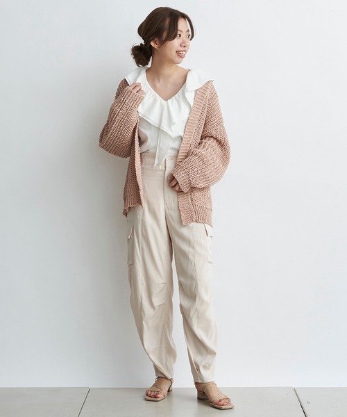 DouDou（ドゥドゥ）の「テープヤーンカーデ（カーディガン/ボレロ・レディース・オフホワイト/イエロー/ピンクベージュ・FREE）」の18枚目の写真