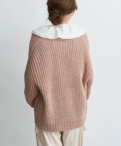 DouDou（ドゥドゥ）の「テープヤーンカーデ（カーディガン/ボレロ・レディース・オフホワイト/イエロー/ピンクベージュ・FREE）」の5枚目の写真