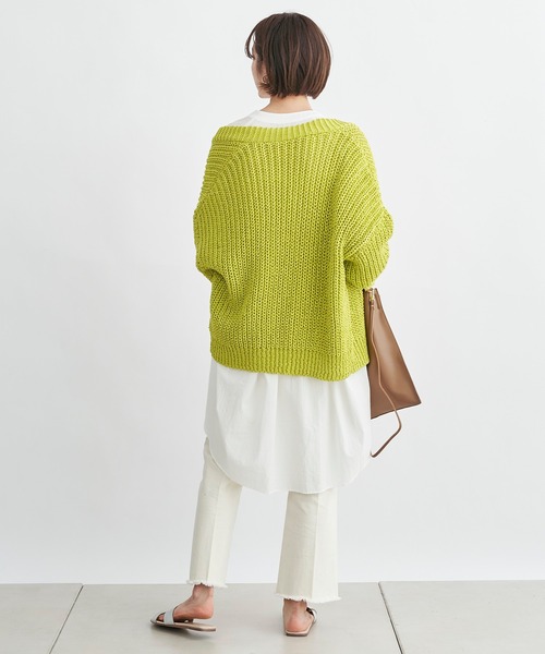 DouDou（ドゥドゥ）の「テープヤーンカーデ（カーディガン/ボレロ・レディース・オフホワイト/イエロー/ピンクベージュ・FREE）」の7枚目の写真