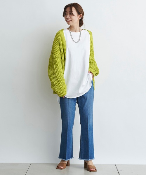 DouDou（ドゥドゥ）の「テープヤーンカーデ（カーディガン/ボレロ・レディース・オフホワイト/イエロー/ピンクベージュ・FREE）」の8枚目の写真