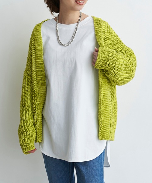 DouDou（ドゥドゥ）の「テープヤーンカーデ（カーディガン/ボレロ・レディース・オフホワイト/イエロー/ピンクベージュ・FREE）」の12枚目の写真