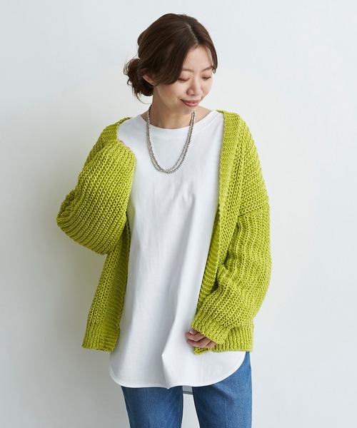 DouDou（ドゥドゥ）の「テープヤーンカーデ（カーディガン/ボレロ・レディース・オフホワイト/イエロー/ピンクベージュ・FREE）」の16枚目の写真