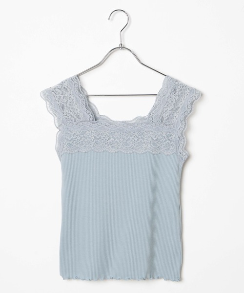 WEGO（ウィゴー）の「WEGO/2wayレースタンクトップ（タンクトップ・レディース・サックスブルー/ホワイト/ブラック・FREE）」の7枚目の写真