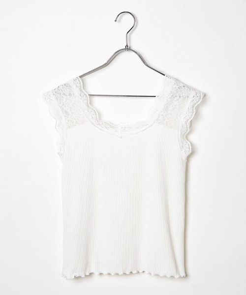 WEGO（ウィゴー）の「WEGO/2wayレースタンクトップ（タンクトップ・レディース・サックスブルー/ホワイト/ブラック・FREE）」の8枚目の写真