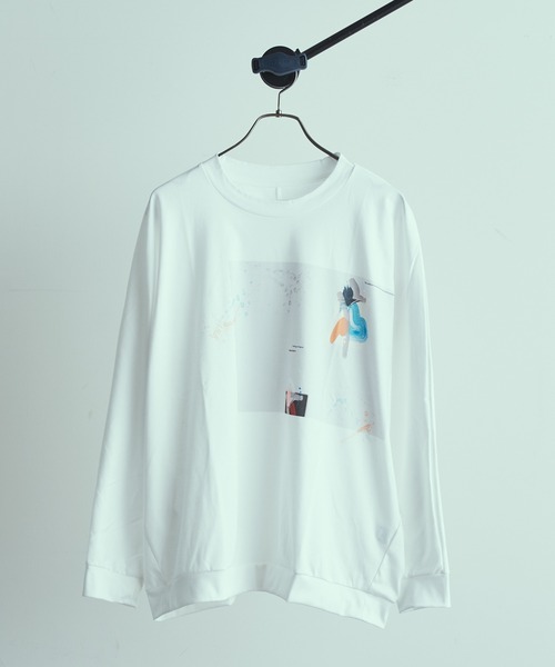 Lui's(ルイス)の「ドルマンnioプリントL/S tee(Tシャツ/カットソー)」|オフホワイト