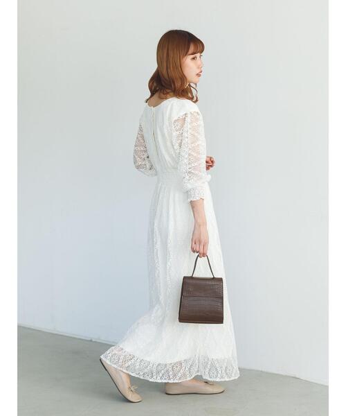 SLURR（スラ―）の「レースシャーリング2wayロングワンピース（ワンピース・レディース・アイボリー/ブラック/オフホワイト・FREE）」の9枚目の写真
