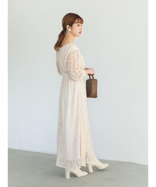 SLURR（スラ―）の「レースシャーリング2wayロングワンピース（ワンピース・レディース・アイボリー/ブラック/オフホワイト・FREE）」の14枚目の写真