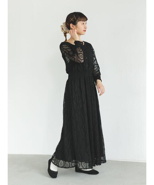 SLURR（スラ―）の「レースシャーリング2wayロングワンピース（ワンピース・レディース・アイボリー/ブラック/オフホワイト・FREE）」の17枚目の写真