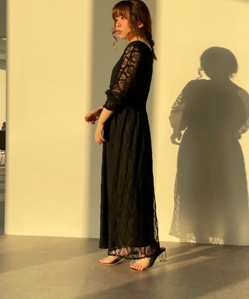 SLURR（スラ―）の「レースシャーリング2wayロングワンピース（ワンピース・レディース・アイボリー/ブラック/オフホワイト・FREE）」の20枚目の写真