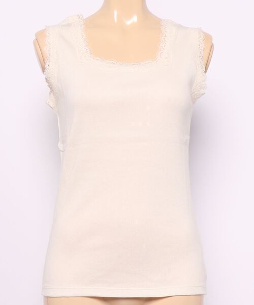 ehka sopo（エヘカソポ）の「スクエアレースタンク（タンクトップ・レディース・チャコールグレー/ブラック/グリーン/オフホワイト・ﾌﾘ-）」の2枚目の写真