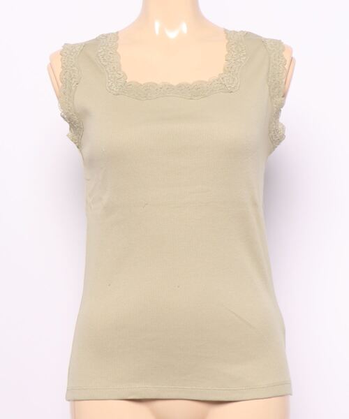 ehka sopo（エヘカソポ）の「スクエアレースタンク（タンクトップ・レディース・チャコールグレー/ブラック/グリーン/オフホワイト・ﾌﾘ-）」の4枚目の写真