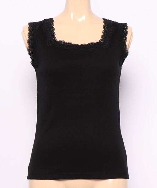 ehka sopo（エヘカソポ）の「スクエアレースタンク（タンクトップ・レディース・チャコールグレー/ブラック/グリーン/オフホワイト・ﾌﾘ-）」の3枚目の写真