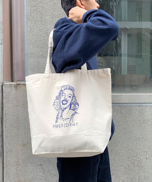 WHO'S WHO gallery（フーズフーギャラリー）の「《WEB限定》手書きijinnキャンバストートバッグ（トートバッグ・メンズ・ホワイト/ホワイト系その他・FREE）」の10枚目の写真