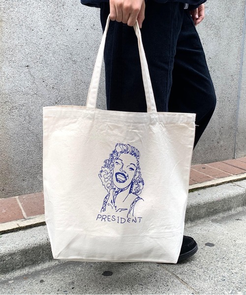 WHO'S WHO gallery（フーズフーギャラリー）の「《WEB限定》手書きijinnキャンバストートバッグ（トートバッグ・メンズ・ホワイト/ホワイト系その他・FREE）」の4枚目の写真