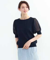 INDIVI（インディヴィ）の「◆「L」シアースリーブニットプルオーバー（ニット/セーター）」