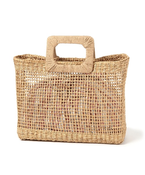 studio CLIP（スタディオクリップ）の「《Natural by studio CLIP/クロスとリネン》黄草スクエアカゴバッグ（かごバッグ・レディース・ピンク/グリーン・FREE）」の3枚目の写真