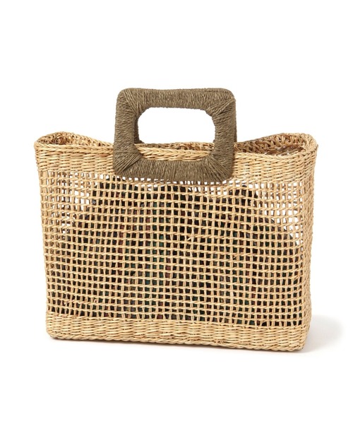 studio CLIP（スタディオクリップ）の「《Natural by studio CLIP/クロスとリネン》黄草スクエアカゴバッグ（かごバッグ・レディース・ピンク/グリーン・FREE）」の4枚目の写真