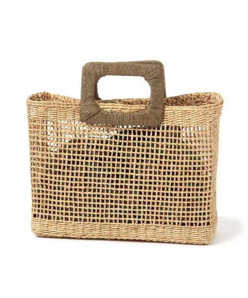 studio CLIP（スタディオクリップ）の「《Natural by studio CLIP/クロスとリネン》黄草スクエアカゴバッグ（かごバッグ・レディース・ピンク/グリーン・FREE）」の6枚目の写真