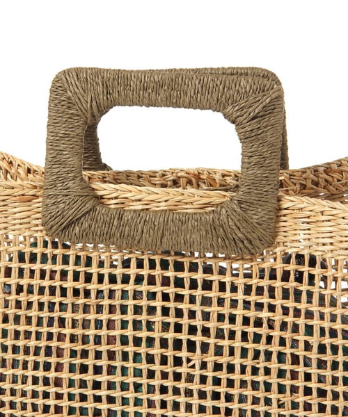 studio CLIP（スタディオクリップ）の「《Natural by studio CLIP/クロスとリネン》黄草スクエアカゴバッグ（かごバッグ・レディース・ピンク/グリーン・FREE）」の7枚目の写真