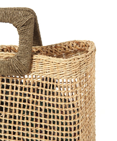 studio CLIP（スタディオクリップ）の「《Natural by studio CLIP/クロスとリネン》黄草スクエアカゴバッグ（かごバッグ・レディース・ピンク/グリーン・FREE）」の8枚目の写真