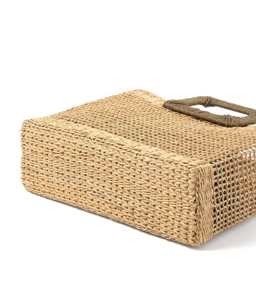 studio CLIP（スタディオクリップ）の「《Natural by studio CLIP/クロスとリネン》黄草スクエアカゴバッグ（かごバッグ・レディース・ピンク/グリーン・FREE）」の10枚目の写真