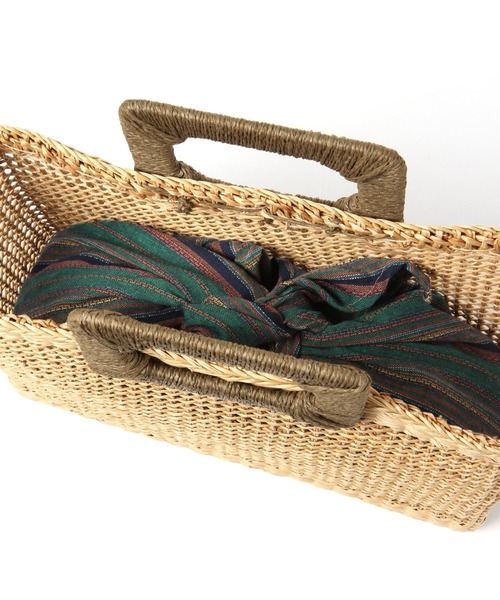 studio CLIP（スタディオクリップ）の「《Natural by studio CLIP/クロスとリネン》黄草スクエアカゴバッグ（かごバッグ・レディース・ピンク/グリーン・FREE）」の11枚目の写真