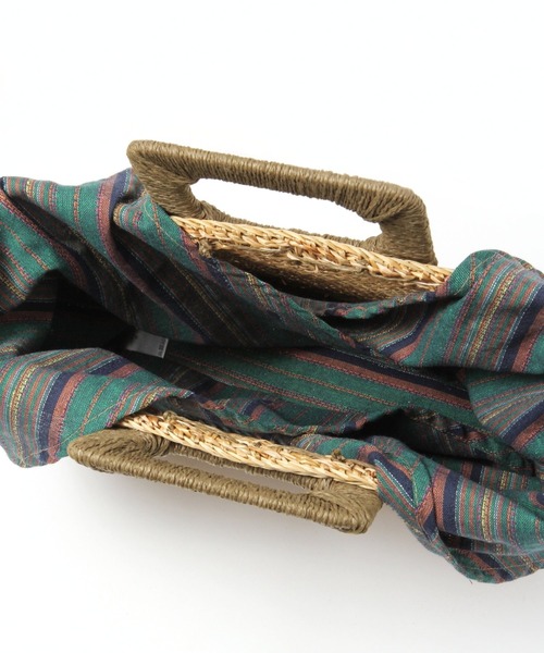 studio CLIP（スタディオクリップ）の「《Natural by studio CLIP/クロスとリネン》黄草スクエアカゴバッグ（かごバッグ・レディース・ピンク/グリーン・FREE）」の12枚目の写真