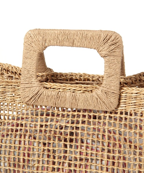 studio CLIP（スタディオクリップ）の「《Natural by studio CLIP/クロスとリネン》黄草スクエアカゴバッグ（かごバッグ・レディース・ピンク/グリーン・FREE）」の14枚目の写真