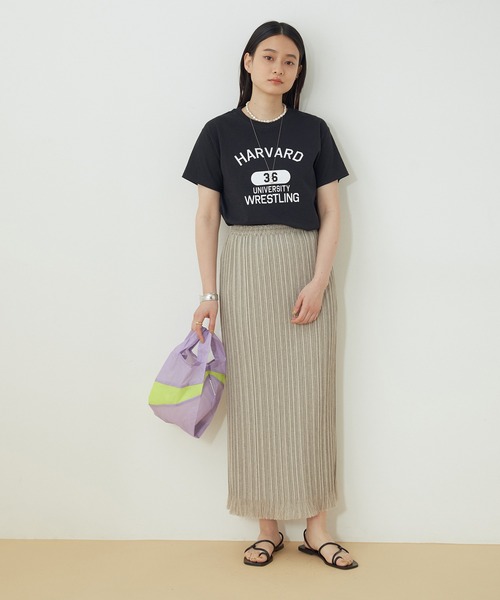 ADAM ET ROPE'(アダムエロペ)の「【WEB限定】カレッジTEE(Tシャツ/カットソー・レディース・ホワイト/ブラック/ピンク・FREE)」の4枚目の写真