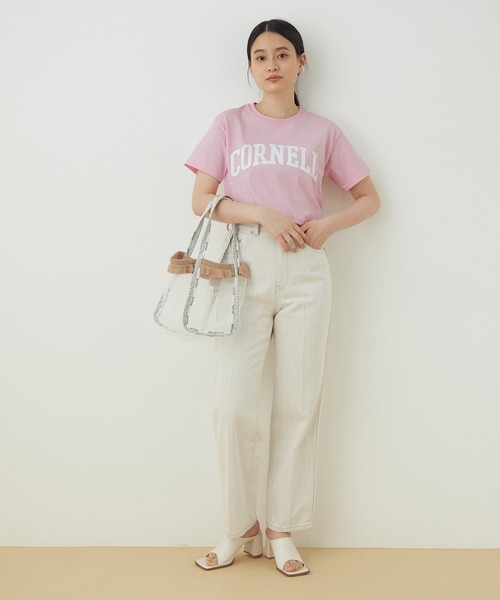 ADAM ET ROPE'(アダムエロペ)の「【WEB限定】カレッジTEE(Tシャツ/カットソー・レディース・ホワイト/ブラック/ピンク・FREE)」の6枚目の写真