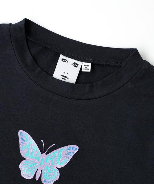 X-girl（エックスガール）の「BUTTERFLY S/S BABY TEE（Tシャツ/カットソー・レディース・ホワイト/ブラック/グリーン・SMALL/MEDIUM）」の13枚目の写真