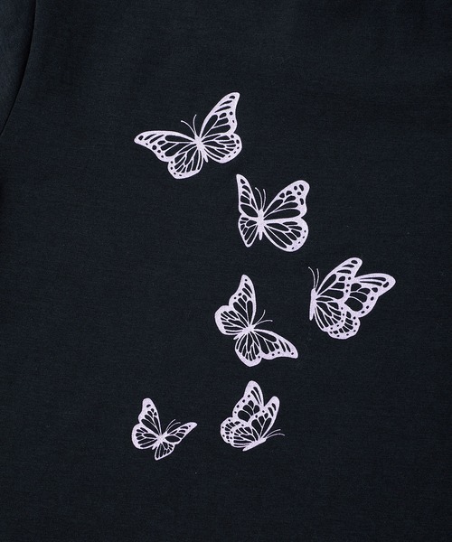 X-girl（エックスガール）の「BUTTERFLY S/S BABY TEE（Tシャツ/カットソー・レディース・ホワイト/ブラック/グリーン・SMALL/MEDIUM）」の6枚目の写真