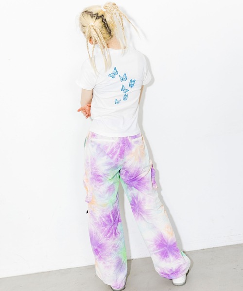 X-girl（エックスガール）の「BUTTERFLY S/S BABY TEE（Tシャツ/カットソー・レディース・ホワイト/ブラック/グリーン・SMALL/MEDIUM）」の9枚目の写真